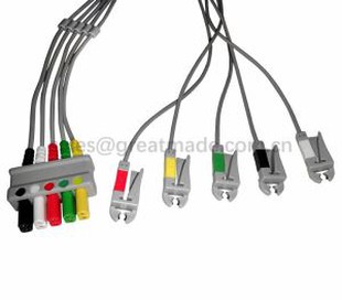 Sesuai dengan Siemens SC9000 ECG Leadwire Set, 5-Lead, Grabber, IEC, 40IN & 2pin
