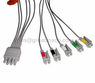 Gunakan Colin BP88, BP306 ECG Leadwire Set-Group, 5-LD, Grabber, IEC, 40in & 6PIN
