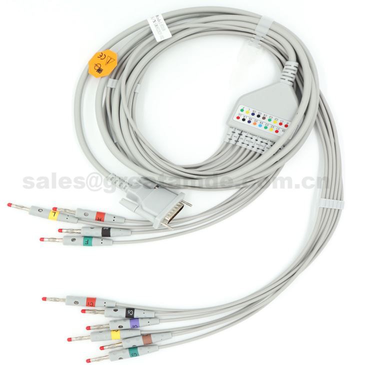 Schiller yang serasi AT-1 10 Kabel EKG yang diketuai dengan IEC Banana 4.0 Leadwires