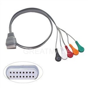Holter Perakam ECG Pesakit Kabel 16 Pin 5 Memimpin Snap 4.0 IEC Standard Serasi Untuk Mesin Perakam Holter Edan SE-2003 2012